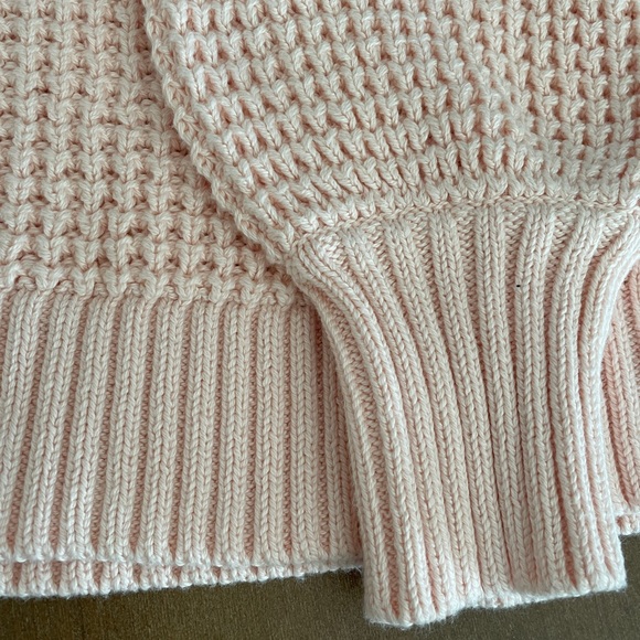 J.CREW Factory Pale Pink Chunky Knit V-Neck Sweater NWT - Picture 3 of 4